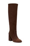 Stuart Weitzman Suede Block-heel Knee Boots In Walnut