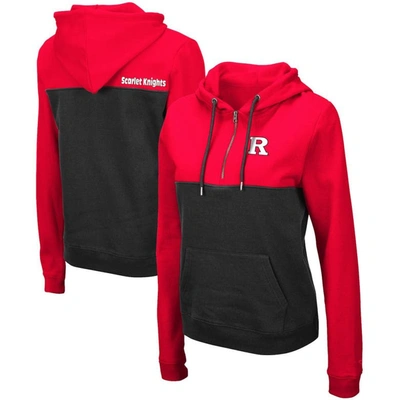 Colosseum Women's  Scarlet, Black Rutgers Scarlet Knights Aidan Lightweight Quarter-zip Hoodie In Scarlet,black