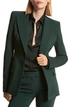 Michael Kors Georgina One-button Wool Blazer In Forest