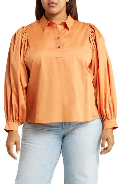 Harshman Women's Plus Size Lois Cotton Shirt In Persimmon