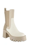Mia Remi Colorblock Platform Chelsea Boot In Beige/ Bone