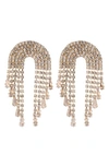 Eye Candy Los Angeles Glam Time Crystal Fringe Earrings In Gold