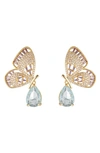Eye Candy Los Angeles Butterfly Cz Drop Earrings In Gold