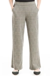 Max Studio Double Knit Wide Leg Pants In Taupe/ Black/ Rust Glen Plaid