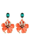 Eye Candy Los Angeles Isabella Floral Drop Earrings In Red