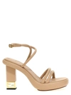 Fendi Baguette Block Heel Sandal In Beige