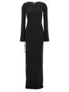 Saint Laurent Side-slit Wool Maxi Dress In Black