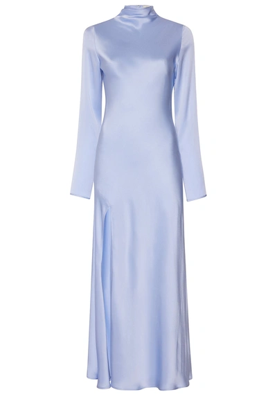 Lapointe Satin Midi Dress In Celeste