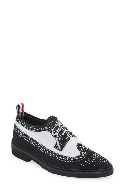 Thom Browne Longwing Brogue Loafers In Trompe L'oeil Knit In Multi-colored