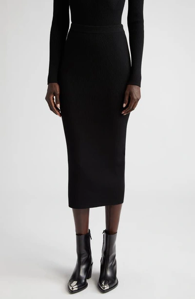 Alexander Mcqueen Ribbed Midi Skirt Skirts Black