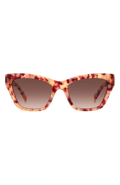 Kate Spade New York Fay 54mm Gradient Cat Eye Sunglasses In Pink Havana/ Brown Gradient