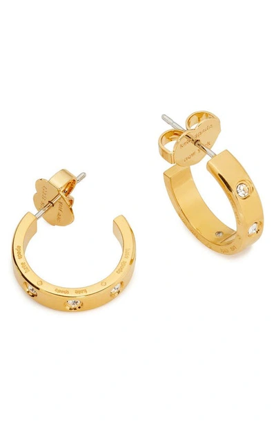Kate Spade New York Set In Stone Huggie Hoop Earrings In Clear/ Gold
