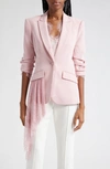 Cinq À Sept Keeves Scrunched-sleeve Lace Embellished Blazer In Rosy Quartz