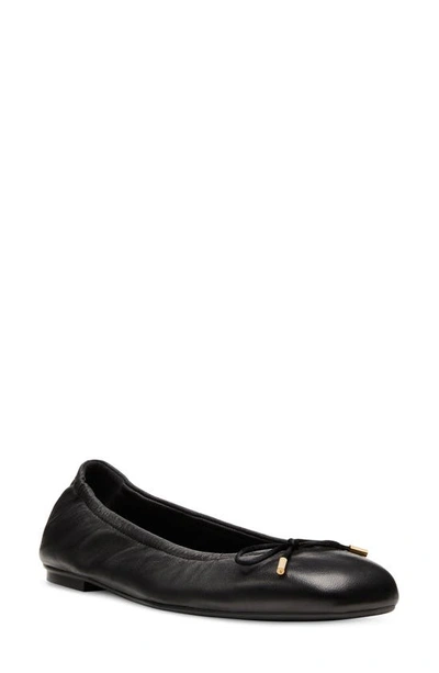 Stuart Weitzman Bardot Lambskin Bow Ballerina Flats In Black