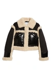 Stand Studio Edith Cropped Faux Shearling Jacket In Black Natural White