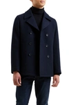 French Connection Wool Blend Peacoat In Blue