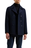 French Connection Wool Blend Peacoat In Navy