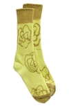 Collina Strada Print Organic Cotton Blend Crew Socks In Swamp Magic
