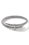 John Hardy Sterling Silver Classic Chain Diamond Pave Bypass Cuff Bracelet In Silver And Gold