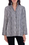 Foxcroft Carolina Crinkled Gingham Cotton Blend Shirt Jacket In Black/ White