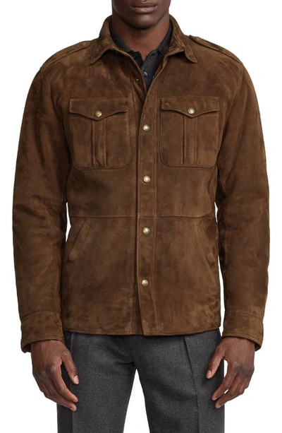 Ralph Lauren Purple Label Barron Suede Jacket In Brown