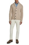 Jack Victor Stayner Recycled Cashmere Blend Shawl Collar Cardigan In Camel