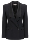 ALEXANDER MCQUEEN DOUBLE-BREASTED BLAZER WITH SATIN DETAILS JACKETS BLACK