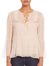 THE KOOPLES Lace Bell-Sleeve Silk Blouse,0400095310656