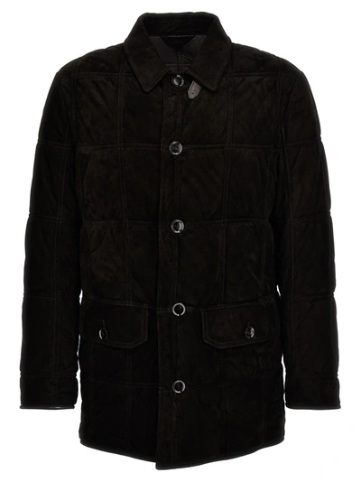 Brioni Funnel-neck Button-up Jacket In Black