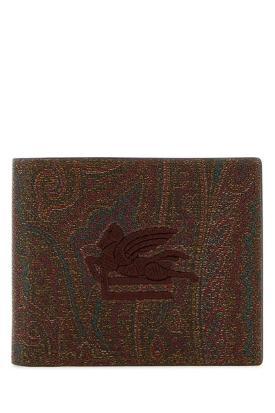 Etro Logo-embroidered Leather Wallet In 600