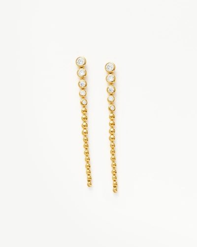 Missoma Articulated Beaded Stone Long Drop Stud Earrings 18ct Gold Plated Vermeil/cubic Zirconia