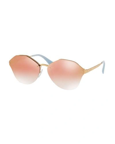 Prada Irregular Mirrored Sunglasses In Gold