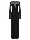 Atlein Long Dress Slit Mesh Panel In Black