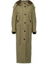Prada Army Green Satin Cotton Parka Coat In Militare