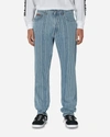 Martine Rose Light Blue Pinstripe Straight Leg Jeans In Blue