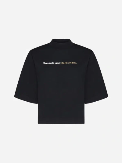 Palm Angels Slogan-print Cotton T-shirt In Black,white
