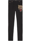 GUCCI ANGRY CAT EMBROIDERED DENIM PANT,470225XR71012146690