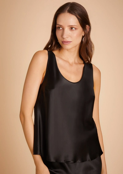 Gilda & Pearl Wide-strap Silk Tank Top In Black