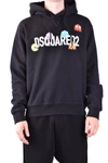 Dsquared2 Pac-man Logo Printed Cotton Hoodie In Black