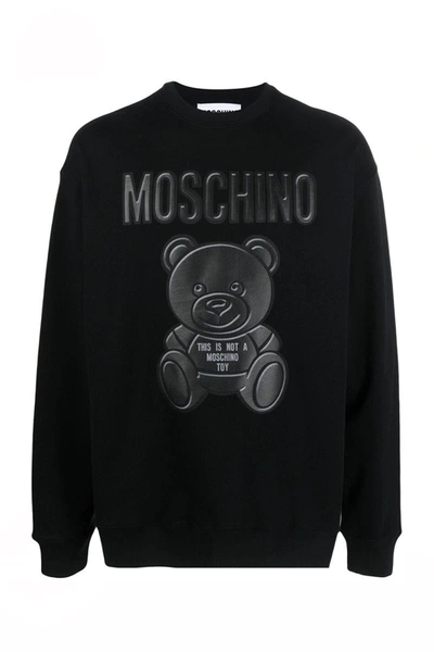 Moschino Teddy Bear Organic Cotton Sweatshirt In Black