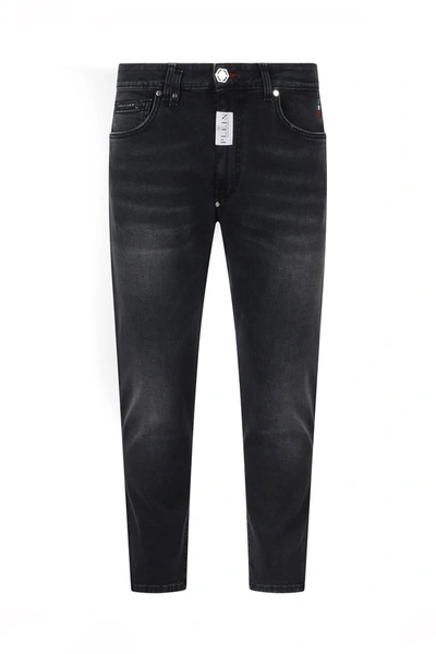 Philipp Plein Super Straight Cotton Jeans In Grey