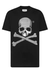 Philipp Plein Rhinestone Crew Neck T-shirt With Skull Graphic In Black