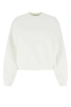 Alexander Wang Cropped Cotton Blend Crew-neck Sweatshirt In White