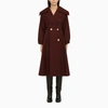 PATOU PATOU | WINE WOOL DOUBLE-BREASTED COAT