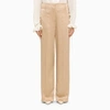 Burberry Ekd Wide-leg Silk Trousers In Beige
