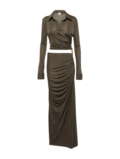 Bottega Veneta Cutout Jersey Maxi Dress In Green