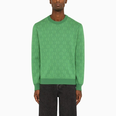 Gucci Gg Wool Jacquard Sweater In Green