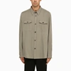 AMI ALEXANDRE MATTIUSSI SHIRT WITH POCKETS IN TAUPE GREY WOOL