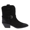 Ash Dustin Texan Ankle Boots In Black Suede In Black