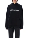Balenciaga Mirror Logo Oversize Cotton Hoodie In Black